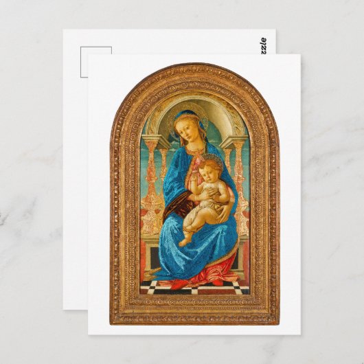 Botticelli (1445-1510) Madonna & Child Enthroned Postkarte (Vorne/Hinten)