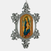 Botticelli (1445-1510) Madonna & Child Enthroned Schneeflocken Zinn-Ornament (Links)