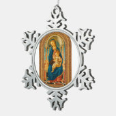Botticelli (1445-1510) Madonna & Child Enthroned Schneeflocken Zinn-Ornament (Rechts)