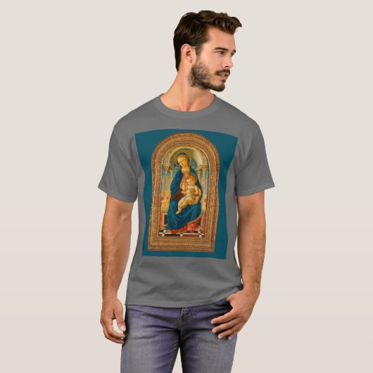 Botticelli (1445-1510) Madonna & Child Enthroned T-Shirt (Vorne ganz)