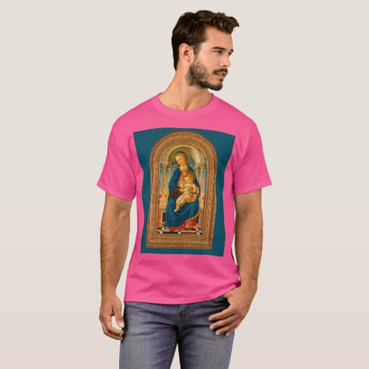 Botticelli (1445-1510) Madonna & Child Enthroned T-Shirt (Vorne ganz)