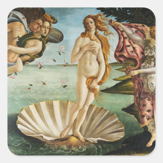 BOTTICELLI - Die Geburt der Venus 1483 Quadratischer Aufkleber (Vorderseite)