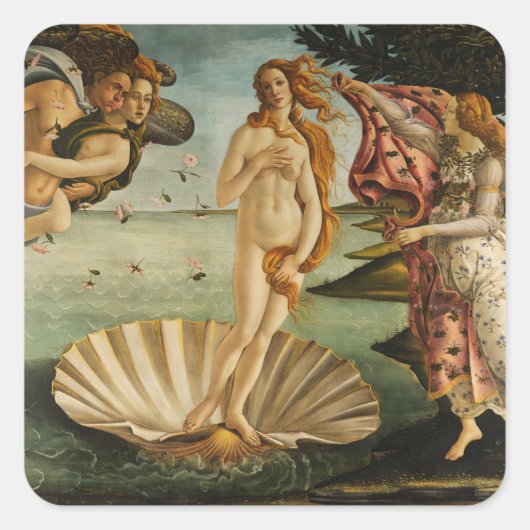 Botticelli die Geburt von Venus-Aufklebern Quadratischer Aufkleber (Vorderseite)