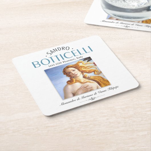 Botticelli Geburt von Venusmalerei und Maler Bio Rechteckiger Pappuntersetzer (angewinkelt)