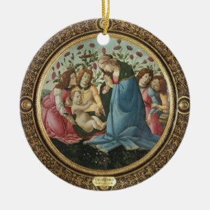Botticelli Madonna and Child 4 Rote Rosen Keramik Ornament