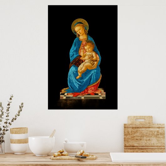 Botticelli Madonna und Kind begeistert Poster (Küche)