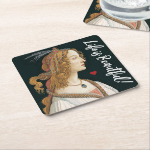 Botticelli Nymph Portrait Malerei Art Rechteckiger Pappuntersetzer