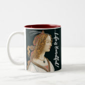 Botticelli Nymph Portrait Malerei Art Zweifarbige Tasse (Links)