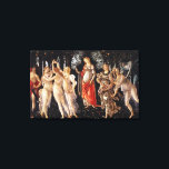Botticelli Primavera Leinwanddruck<br><div class="desc">Leinwand Wrap. Ölmalerei auf Tafel aus dem Jahre 1482. Sandro Botticelli war einer der großen Künstler der frühen Renaissance, berühmt für seine üppigen Figuren und die lebhafte Verwendung der Farbe. Primavera ist eines seiner berühmtesten und geliebten Gemälde mit der Verkörperung des Frühlings umgeben von Nymphen, Kirschen und dem Gespenst des...</div>