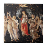 Botticelli Primavera Tile Fliese<br><div class="desc">Botticelli Primavera Kachel. Ölmalerei auf Tafel aus dem Jahre 1482. Sandro Botticelli war einer der großen Künstler der frühen Renaissance, berühmt für seine üppigen Figuren und die lebhafte Verwendung der Farbe. Primavera ist eines seiner berühmtesten und geliebten Gemälde mit der Verkörperung des Frühlings umgeben von Nymphen, Kirschen und dem Gespenst...</div>