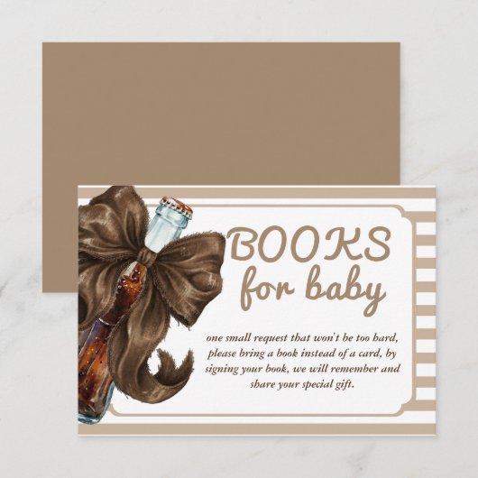 Bottle Bow Baby Shower Book Request Begleitkarte (Vorne/Hinten)
