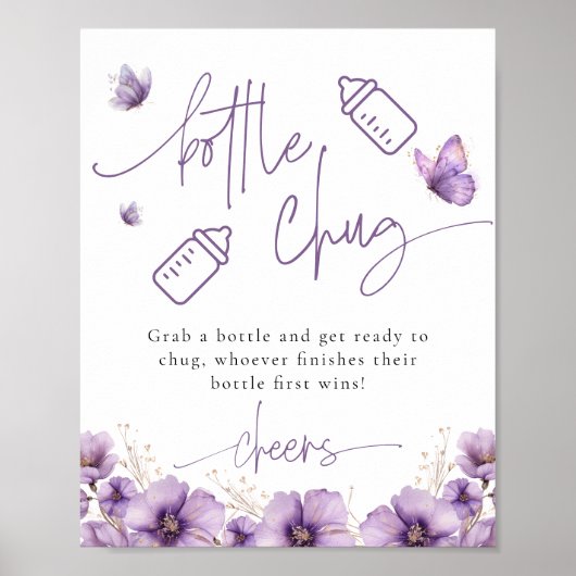 Bottle Chug Beer Lila Butterfly Baby Showspiel Poster (Vorne)