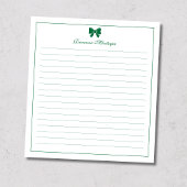 Bottle Green Bow Border Custom Name Lined Notizblock