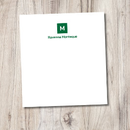 Bottle Green Modern Chic Trendy Monogram Name  Notizblock