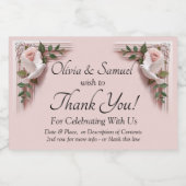 Bottle Labels, Pink Roses & Doves Alkoholflaschenetikett (Einzelnes Label)