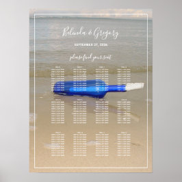 Bottle On Beach Sand Hochzeitskarte Poster