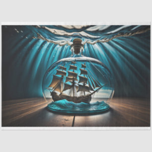 Bottle to sea ocean ship capsize v9 Tissue paper Seidenpapier