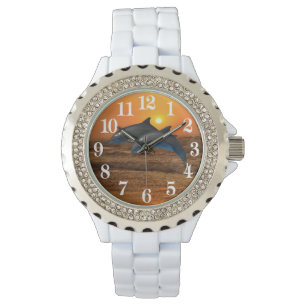 Bottlenose-Delphin am Sonnenuntergang Armbanduhr