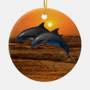 Bottlenose-Delphin am Sonnenuntergang Keramik Ornament
