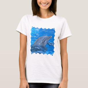 Bottlenose-Delphin-Damen-angepasster T - Shirt