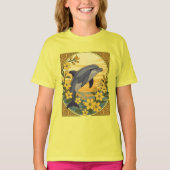 Bottlenose Delphin mit Gelbjasminen-Blume T-Shirt (Vorderseite)