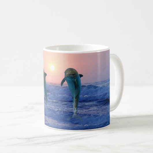 Bottlenose Delphine beim Sonnenaufgang Kaffeetasse (VorderseiteRechts)