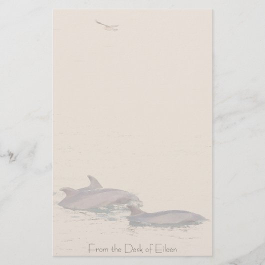 Bottlenose-Delphine u. Möven-personalisiertes Briefpapier (Vorderseite)