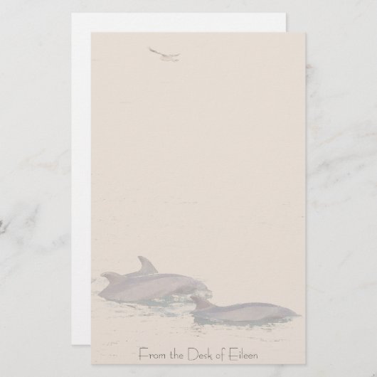 Bottlenose-Delphine u. Möven-personalisiertes Briefpapier (Vorne/Hinten)