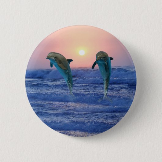 Bottlenose Dolphin bei Sonnenaufgang Button (Vorderseite)