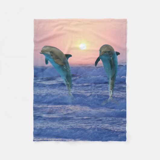 Bottlenose Dolphin bei Sonnenaufgang Fleecedecke (Vorderseite)