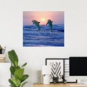 Bottlenose Dolphin bei Sonnenaufgang Poster (Heimbüro)