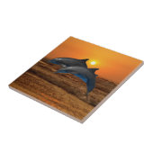 Bottlenose Dolphin bei Sonnenuntergang Fliese (Seite)