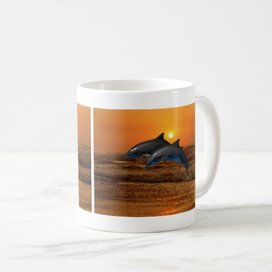 Bottlenose Dolphin bei Sonnenuntergang Kaffeetasse (VorderseiteRechts)