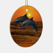 Bottlenose Dolphin bei Sonnenuntergang Keramik Ornament (Rechts)