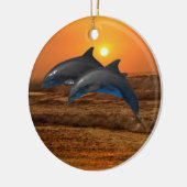Bottlenose Dolphin bei Sonnenuntergang Keramik Ornament (Links)