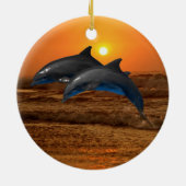 Bottlenose Dolphin bei Sonnenuntergang Keramik Ornament (Hinten)