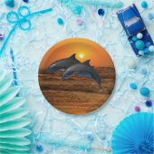 Bottlenose Dolphin bei Sonnenuntergang Pappteller (Party)