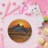 Bottlenose Dolphin bei Sonnenuntergang Pappteller (Party)