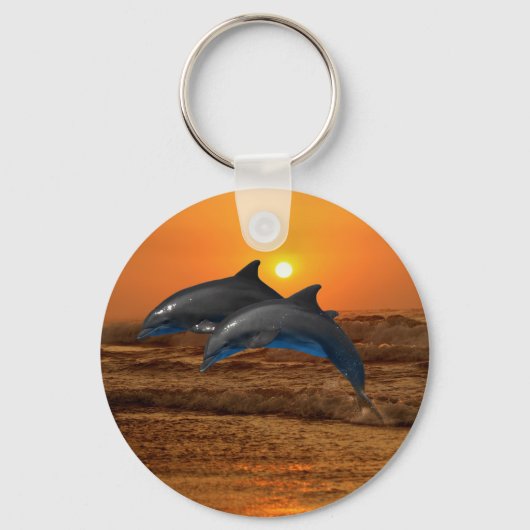 Bottlenose Dolphin bei Sonnenuntergang Schlüsselanhänger (Vorderseite)