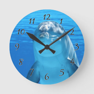Bottlenose Dolphin sieht Kamera unter Wasser Runde Wanduhr