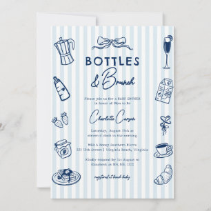 Bottles and Brunch Doodle Baby Shower QR-Code  Einladung
