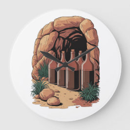 Bottles At A Cave Große Wanduhr