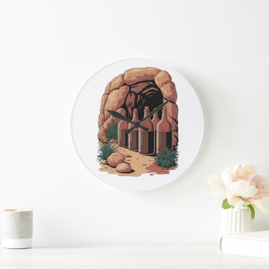 Bottles At A Cave Große Wanduhr (Zuhause)