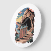 Bottles Near A Cave Entrance Große Wanduhr (Winkel)