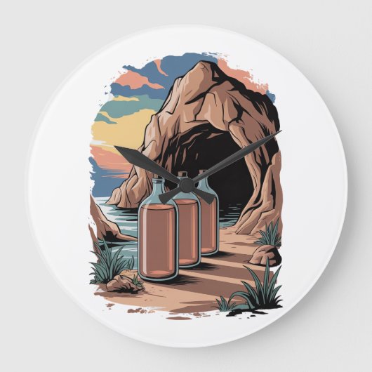 Bottles Near A Cave Entrance Große Wanduhr (Vorderseite)