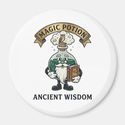Botto Ancient Wisdom Wizard Magic Potion Owl Retro Magnet (Vorne)