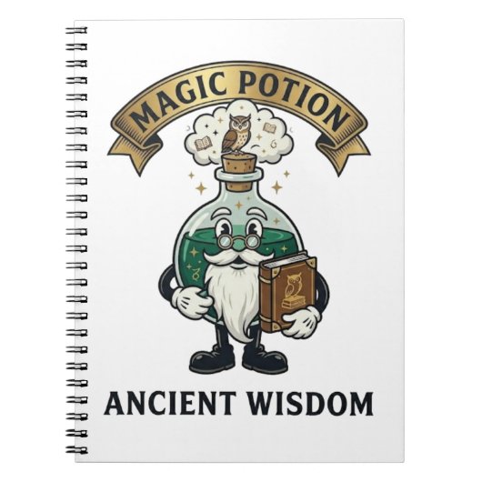 Botto Ancient Wisdom Wizard Magic Potion Owl Retro Notizblock (Vorderseite)