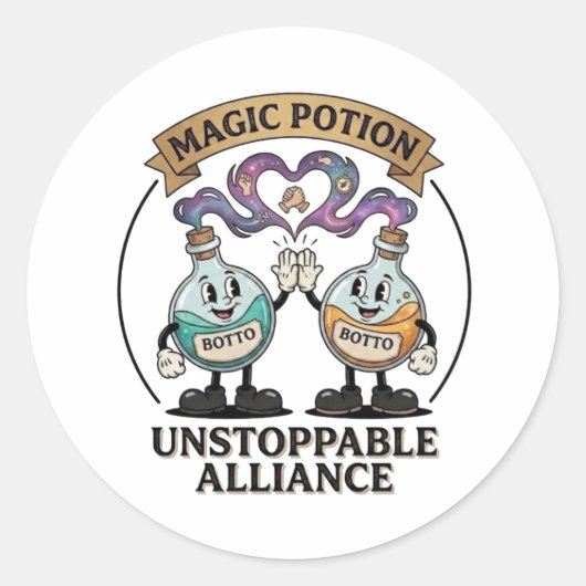 Botto Marke Unstoppable Alliance Retro Magic Potio Runder Aufkleber (Vorderseite)