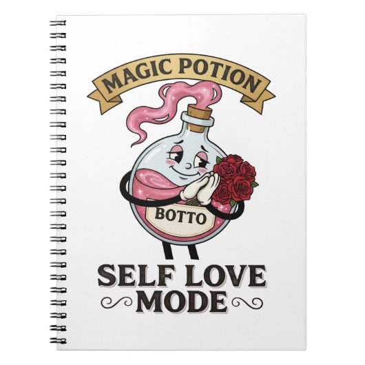 Botto Selbstliebe-Modus Vintage-Zaubertrank A Notizblock (Vorderseite)