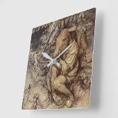 “Bottom and Titania” by Arthur Rackham Quadratische Wanduhr (Winkel)